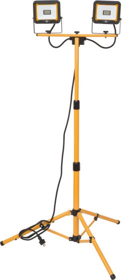 BRENNENSTUHL 1171253434 Tripod LED spotlight JARO 2x20W with 2,5m cable and CEE plug 110V (site light tripod IP65, work light tripod with 2x1870 lm)