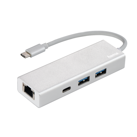 HAMA 135757 USB 3.1 TYP-C HUB 1:3 "ALUM",2 X USB-A,2 X USB-C,LAN,BUS-POWERED