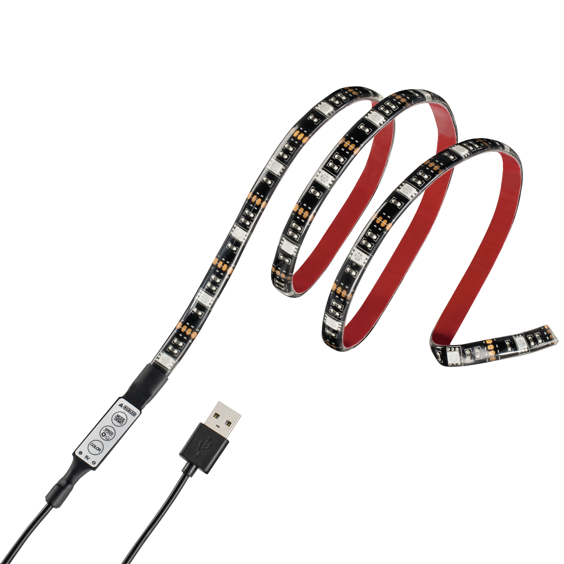 Hama 12344 USB LED Light Strip with Integrated Control Unit, RGB, 1 m