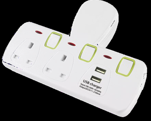 Kistenmacher EGK602BU 2Way+2USB 5V Socket Adapter
