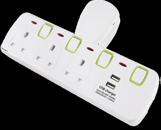 Kistenmacher EGK603BU 3Way+2USB 5V Socket Adapter