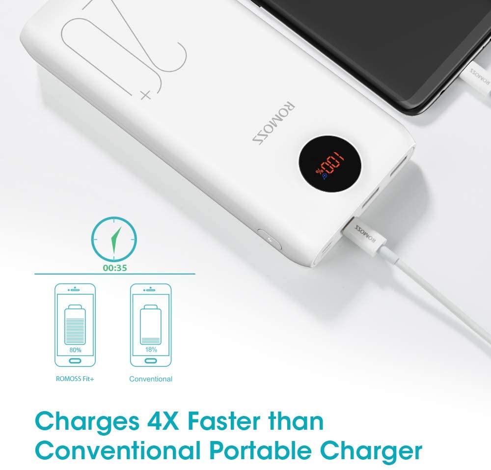 ROMOSS SW20PRO 20000mAh Type-C PD Portable Charger with LED Display, Compatible with Nintendo Switch, iPhone Xs/8 Plus etc