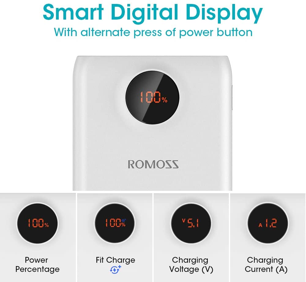 ROMOSS SW20PRO 20000mAh Type-C PD Portable Charger with LED Display, Compatible with Nintendo Switch, iPhone Xs/8 Plus etc