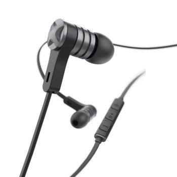 HAMA 184018  "Intense” headphones, in-ear, microphone, flat ribbon cable, black