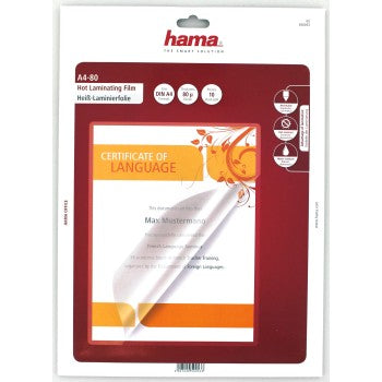 HAMA 50053 HOT LAMINATING FILM,DIN A4,80µ,10 Pcs