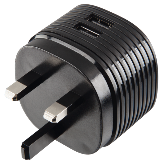 HAMA 73014150 "Dual" Charger, 2x USB, 2.4A with UK plug, black