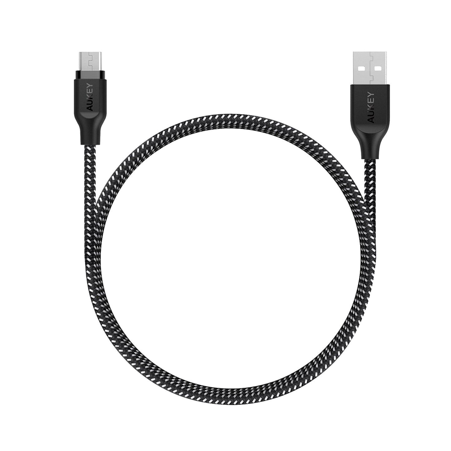 Aukey CB-AM2 USB-A 2.0 To Micro USB Braided Cable 2m - Black