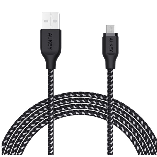Aukey CB-AM2 USB-A 2.0 To Micro USB Braided Cable 2m - Black