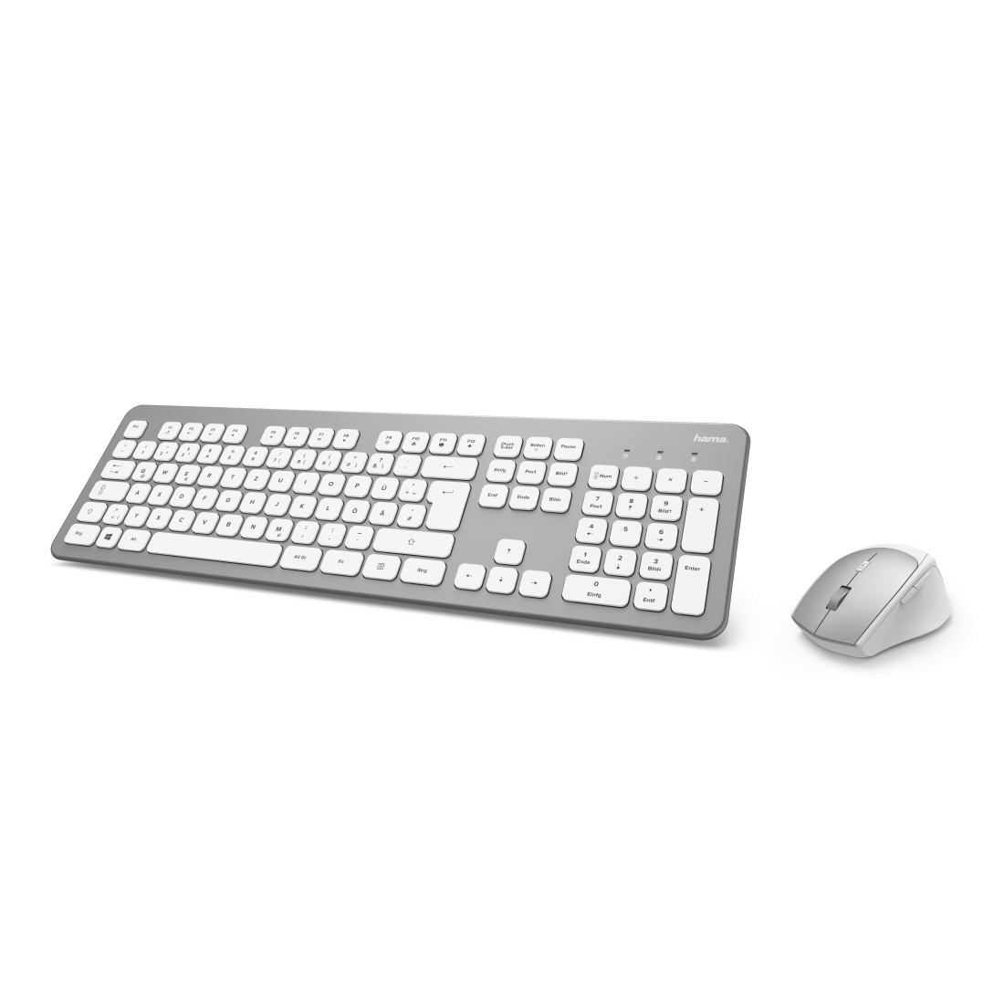 Hama D3182676 "KMW-700" Wireless Keyboard / Mouse Set, silver / white