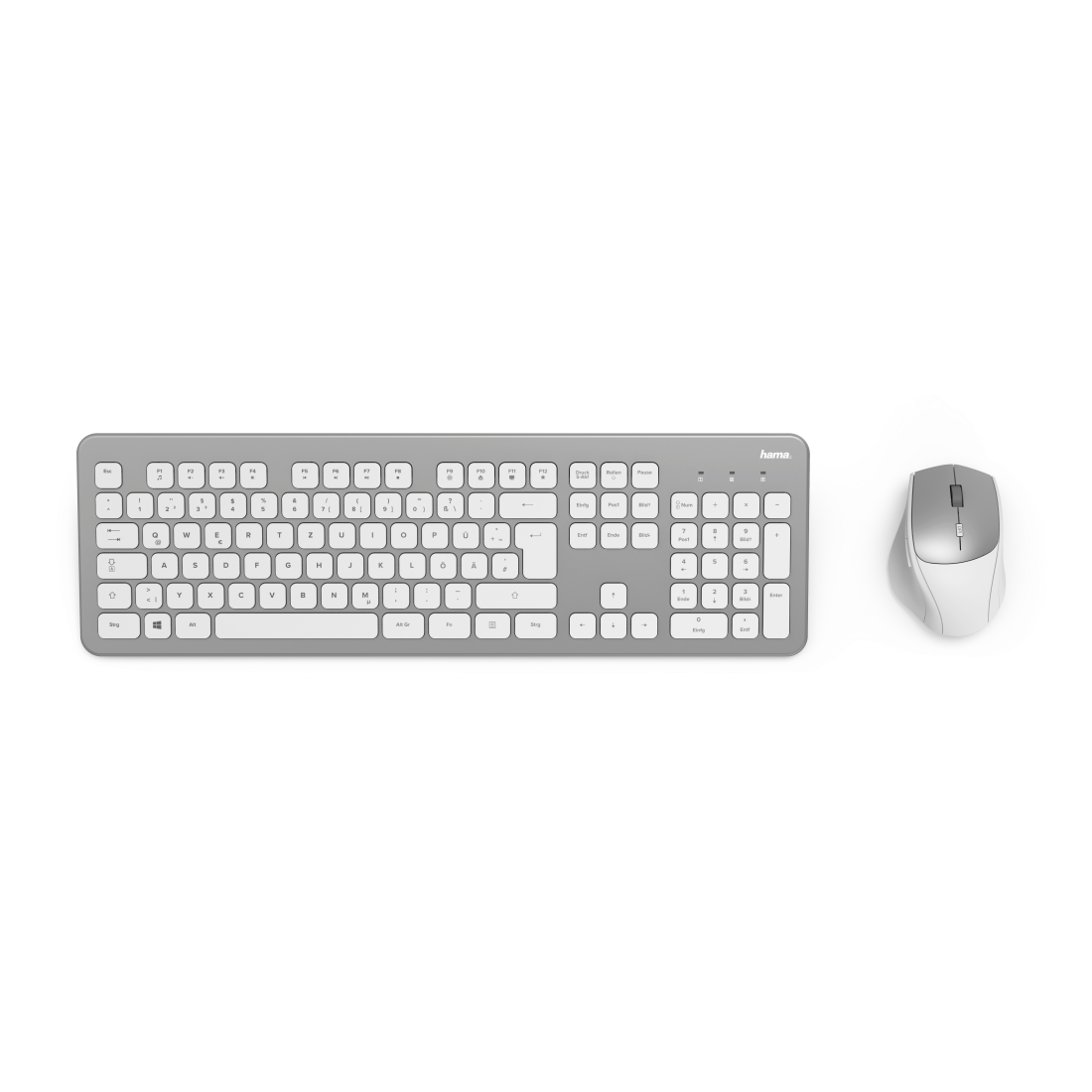 Hama D3182676 "KMW-700" Wireless Keyboard / Mouse Set, silver / white