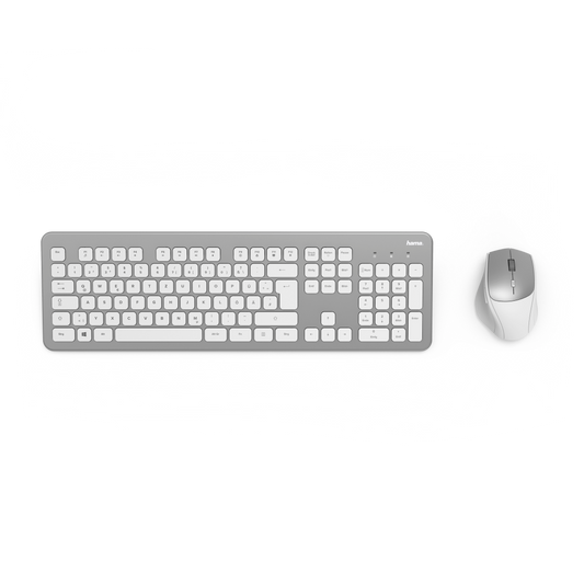 Hama D3182676 "KMW-700" Wireless Keyboard / Mouse Set, silver / white