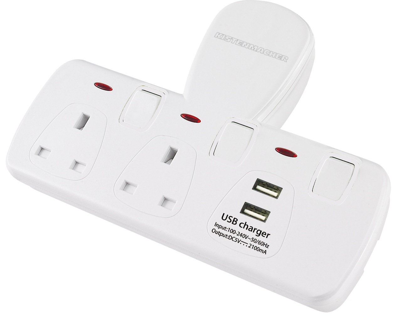 Kistenmacher EGK602BU 2Way+2USB 5V Socket Adapter