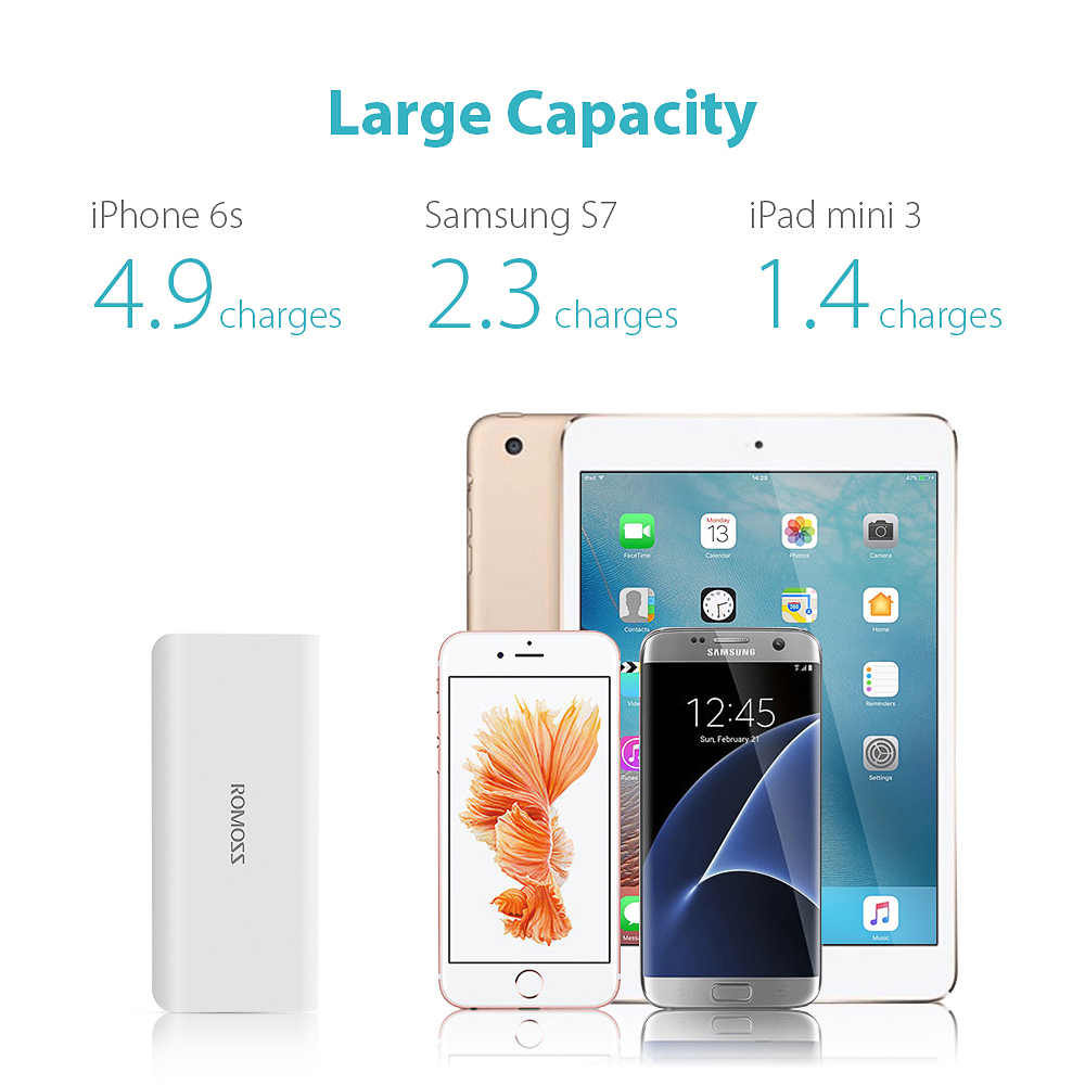 ROMOSS SOLO5 1+1 Bundle Pack Power Bank 10000mAh External Battery Charger Power bank Portable Charger Fast Charging For iPhoneX For iPhone 8plus