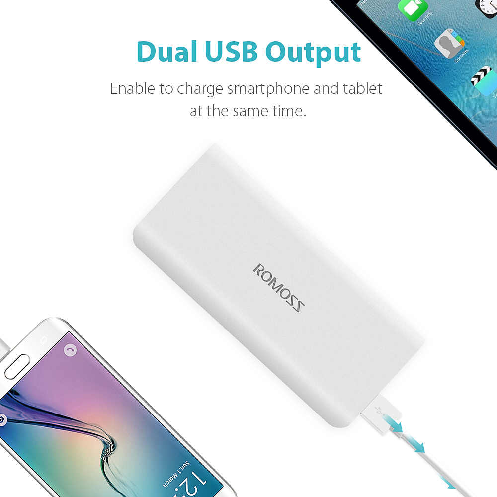 ROMOSS SOLO5 1+1 Bundle Pack Power Bank 10000mAh External Battery Charger Power bank Portable Charger Fast Charging For iPhoneX For iPhone 8plus