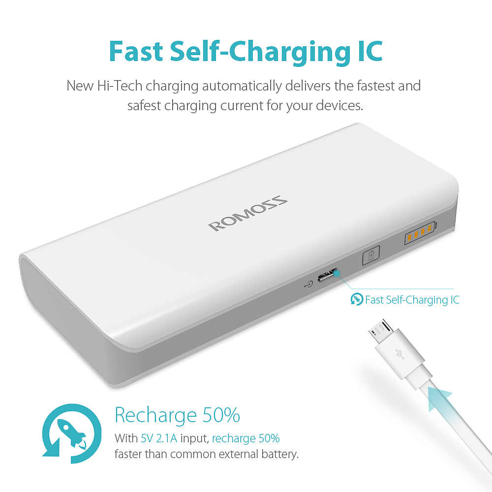 ROMOSS SOLO5 1+1 Bundle Pack Power Bank 10000mAh External Battery Charger Power bank Portable Charger Fast Charging For iPhoneX For iPhone 8plus